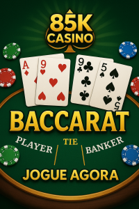 Jogador aproveitando o baccarat no aplicativo do 85K cassino.