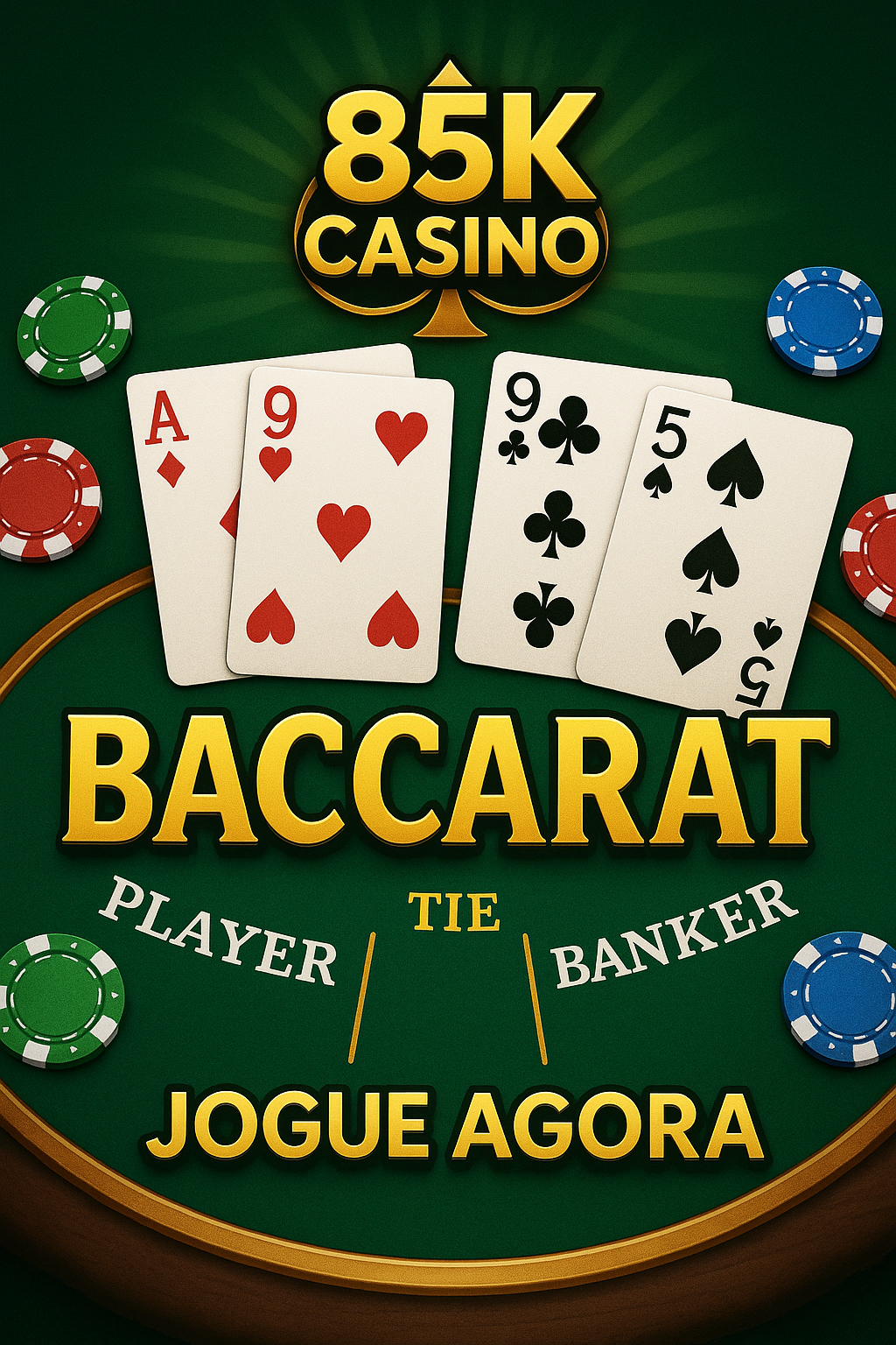 Jogador aproveitando o baccarat no aplicativo do 85K cassino.
